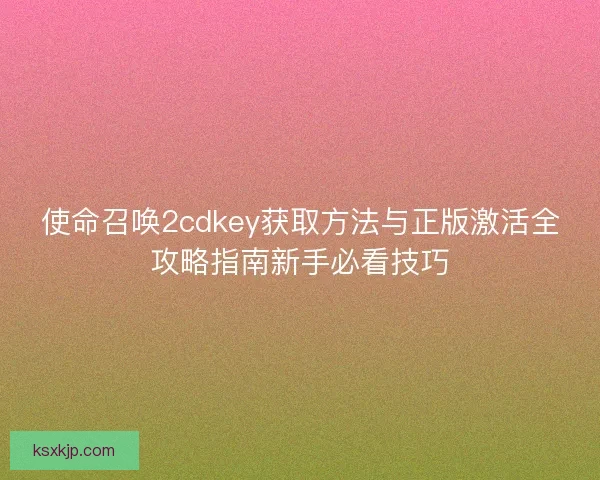 使命召唤2cdkey获取方法与正版激活全攻略指南新手必看技巧