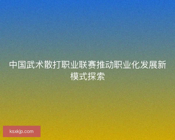中国武术散打职业联赛推动职业化发展新模式探索